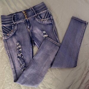 Tush Push Skinny Jeans Size 13 | Y2K Distressed Low Rise Stretch Denim